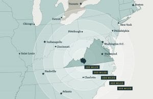 NRV Distances East Coast Map