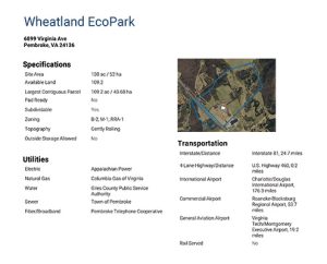 Wheatland Eco Park Data Sheet