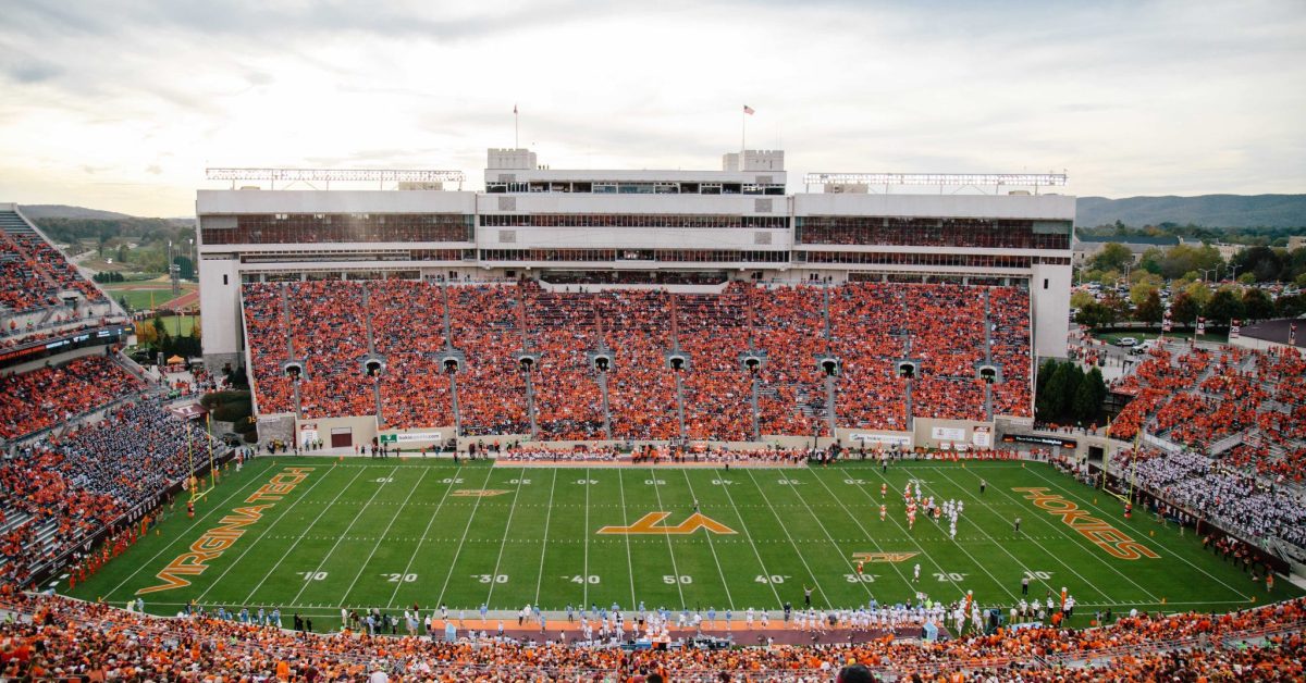 Photos of the crowd at Lane Stadium, the largest stadium in va, from the 2017 Homecoming Game against the University of North Carolina Tarheels.